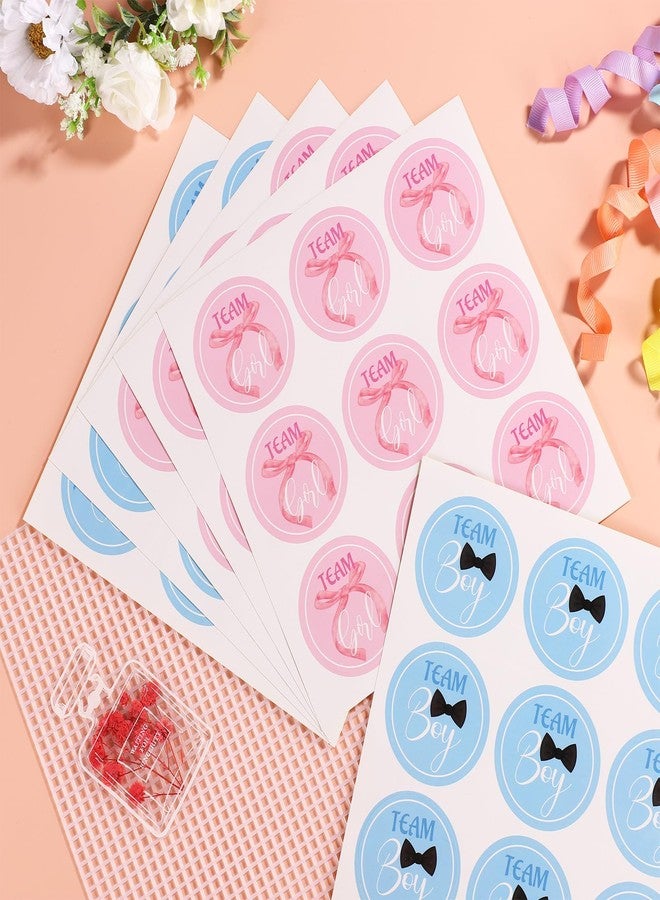 XIHIRCD 54 قطعة من ملصقات الكشف عن جنس المولود، ملصقات صغيرة زرقاء وردية لفريق الأولاد والبنات، ملصقات ذاتية اللصق للكشف عن جنس المولود لألعاب سجل القصاصات وهدايا حفلات استقبال المولود وتزيينها (نمط دائري) - Image 3